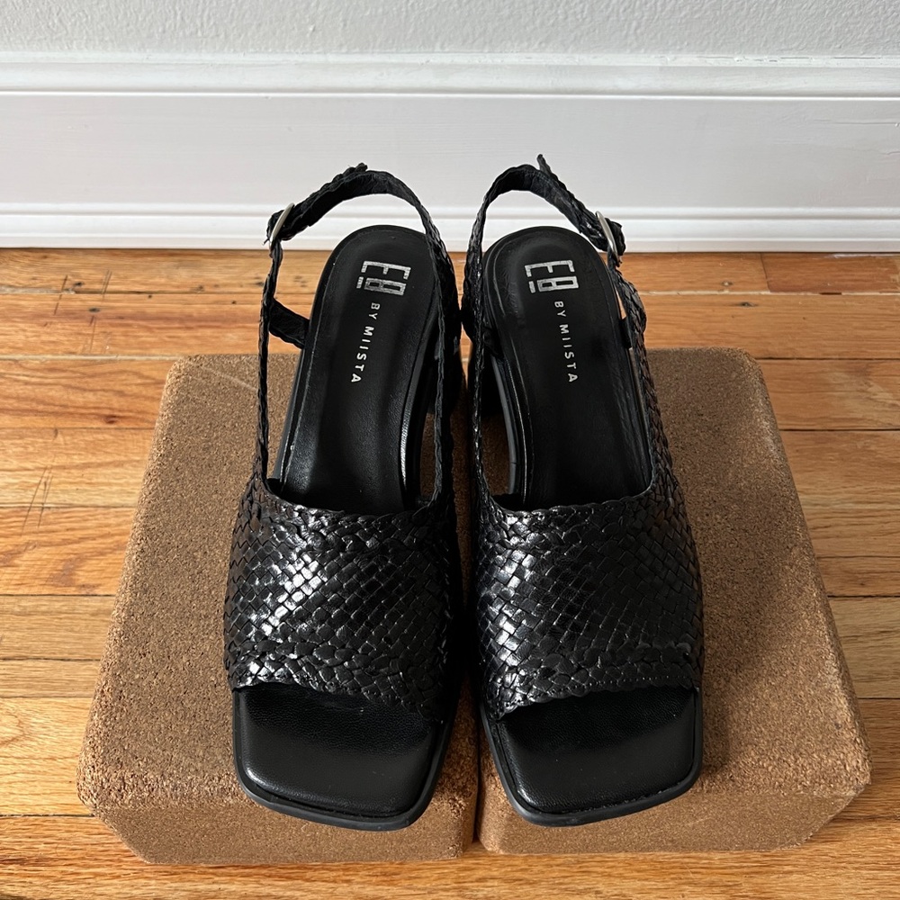 MIISTA PAVATI BLACK WOVEN SANDALS